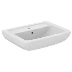 Ideal Standard Waschtisch Eurovit Plus V302701 - 60 x 46 cm, eckig, weiss - Waschbecken in eckigem Design mit 1 Hahnloch, aus hochwertigem Feinfeuerton, ideal für moderne Badezimmer und langlebig im Gebrauch.