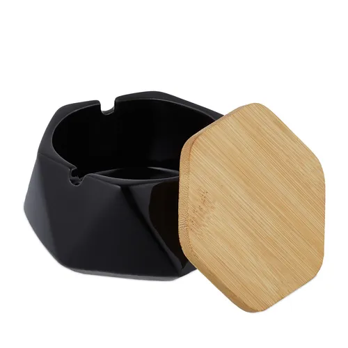 2x Keramik Aschenbecher Windaschenbecher Tischascher 400 g geometrisch