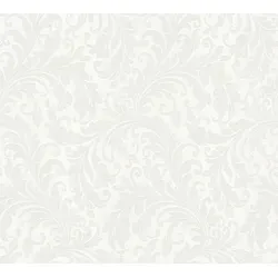 Textiltapete LIVING WALLS "Di Seta", weiß, B:0,53m L:10,05m, Viskose, Vlies, Tapeten, Klassik Tapete Barock Tapeten Wohnzimmer Schlafzimmer Küche Flur Optik