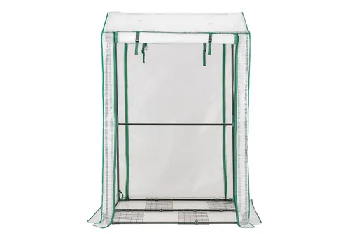 COSTWAY Gewächshaus für Tomaten 100x81x150cm - Praktisches Gewächshaus für Garten und Balkon mit langlebiger PE-Abdeckung, zwei aufrollbaren Türen und vier stabilen Regalen für optimale Pflanzenpflege.