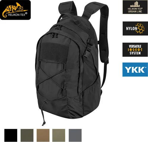 Helikon-Tex EDC Lite Pack - Nylon - Schwarz - Wanderrucksack mit verstellbarer Rückenlehne, gepolstert und ergonomisch. Geräumig mit zwei Fächern und MOLLE/PALS-kompatiblen Riemen für optimale Anpassungsfähigkeit.