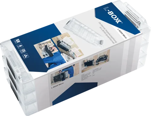 BOXX 6100001273 - L-BOXX Micro, 3er Pack - Praktisches 3er Set L-BOXX Micro für Kleinstsortimente bis 1 kg. Transparentes Design für einfachen Überblick und individuell einsetzbare Trennwände für bis zu 8 Fächer. Ideal für sicheren und organisierten Transport.