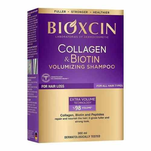 BIOXCIN Volumen Shampoo mit Collagen und Biotin 300 ml - Shampoos, für voluminöses Haar mit stärkendem Collagen und Biotin für mehr Fülle und Glanz.