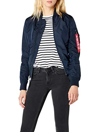 Alpha Industries Damen Ma-1 TT Jacke - Rep.Blue, X-Small - Funktionsjacke für Damen im Slim Fit, mit kontrastierendem Innenfutter und praktischer Utility Tasche für einen trendigen Look.