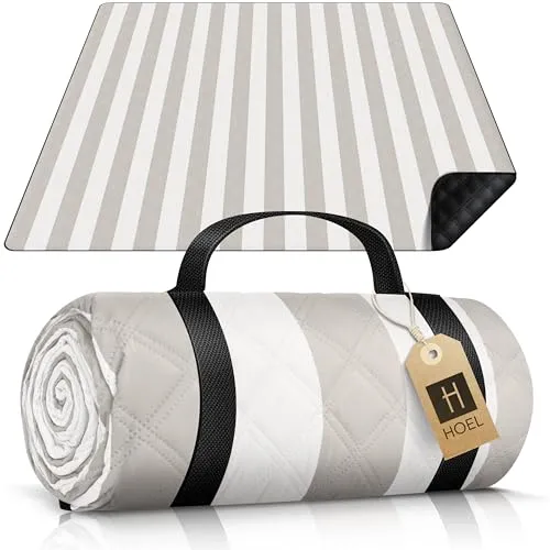 HOEL Picknickdecke 200x200 cm - Wasserabweisend und Isoliert - Picknickdecken - XXL Strandmatte, ideal für Camping und Strand mit Oeko-Tex Zertifizierung, leicht zu reinigen und bietet reichlich Platz für entspannte Stunden im Freien.