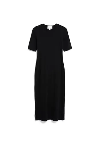 ARMEDANGELS Damen RIPP-Jerseykleid SEHAARAA in Fitted Black XL - Hochwertiges Kleid aus Bio-Baumwollmix, GOTS-zertifiziert, ideal für einen nachhaltigen Stil. Komfortabel und elegant für jeden Anlass.