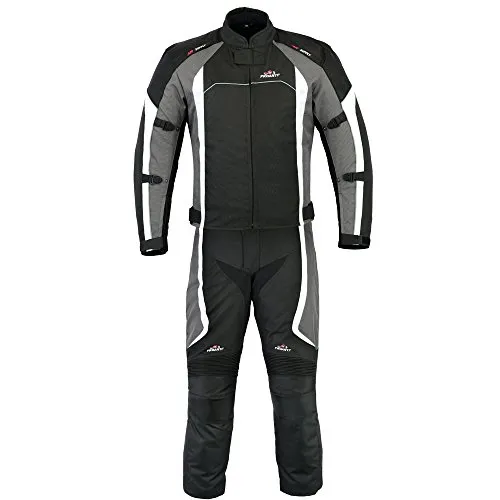 PROANTI Motorradkombi Biker Textil Kombi - Größe M - Wasserdichte 2-teilige Motorradkombi aus hochwertigem 600D Polyester mit CE Protektoren, atmungsaktiver Membrane und herausnehmbarem Thermofutter für optimalen Komfort.