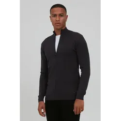 Indicode Badi Herren Strickjacke Cardigan XL in Charcoal Mix - Modische Feinstrickjacke mit hohem Ripp-Kragen und verdecktem Reißverschluss. Hochwertige Baumwolle sorgt für angenehmen Tragekomfort. Ideal für Freizeit und Büro.