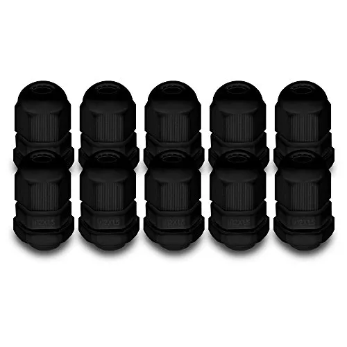 ARLI Kabelverschraubungen M12 x 1,5 mm metrisch IP68 10x M 12 Kabel Verschraubung 3-6,5 mm schwarz Gegenmutter wasserdicht Kunststoff - 10 Stück