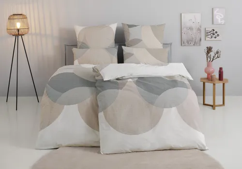 Bierbaum Bettwäsche Carla - 2-teilig in taupe, Renforcé - Bettwäsche-Sets aus 100% Baumwolle, geometrisches Design mit Reißverschluss, pflegeleicht und OEKO-TEX® zertifiziert.