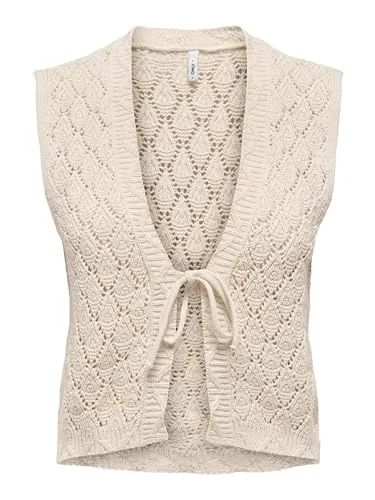 Strickjacke "ONLCHILI S/L STRING CARDIGAN KNT", Ecru, Gr. XL (42) - ONLY Strickjacke für Frauen, hoher Tragekomfort und ideal für Büro oder gemütliche Abende zu Hause.