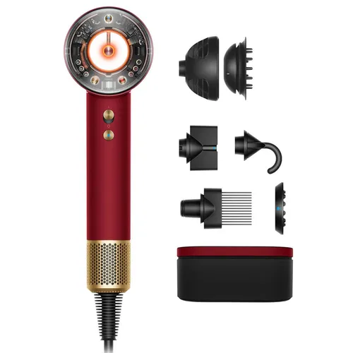 Dyson Supersonic Nural Samtrot/Gold - Professioneller Haartrockner - Haartrockner mit automatischer Temperaturanpassung, schützt die Kopfhaut und verbessert den Glanz. Schnelles Trocknen dank Air Multiplier Technologie und 5 intelligente Aufsätze für jedes Stylingbedürfnis.