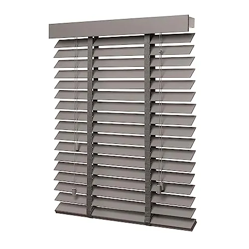 ventanara Jalousie Holzjalousie Premium 50mm taupe - Jalousien aus Echtholz in modernem taupe, ideal für stilvolle Fensterdekoration und effektiven Lichtschutz.