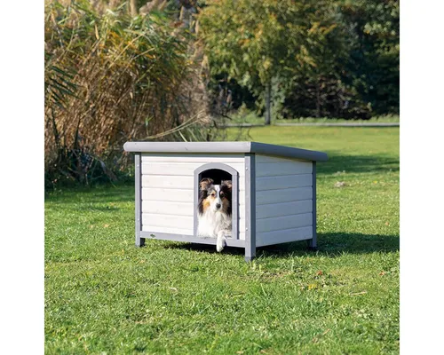 Trixie Hundehütte Classic mit Flachdach, grau - Hundehütte mit Flachdach, idealer Rückzugsort für Ihren Hund, bietet Schutz vor Kälte und Witterung sowie optimale Luftzirkulation.