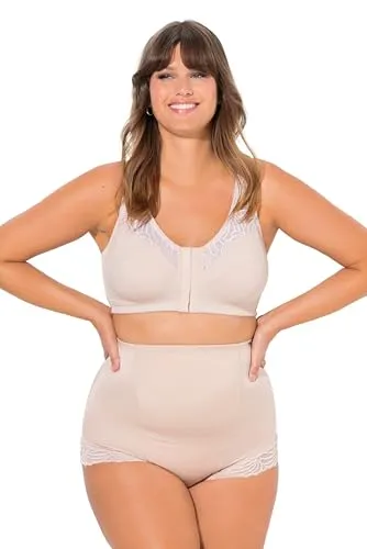 Ulla Popken Damen Plus Size Bodyforming-Miederhose, High Waist, Spitze hinten hell beige 46+ - Elegante High-Waist-Miederhose mit Bodyforming-Effekt für eine schöne Silhouette. Die transparente Spitze verleiht einen femininen Touch und sorgt für Komfort im Alltag.