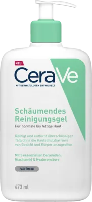 CeraVe Schäumendes Reinigungsgel 473 ml - Gesichtsreinigung für normale bis fettige Haut, reinigt gründlich und stärkt die Hautschutzbarriere mit 3 essenziellen Ceramiden und Hyaluron für extra Feuchtigkeit.