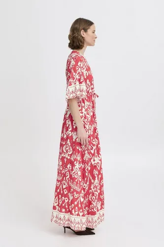b.young Midikleid BYJASMINA Lässiges gemustertes Maxikleid rot S/M