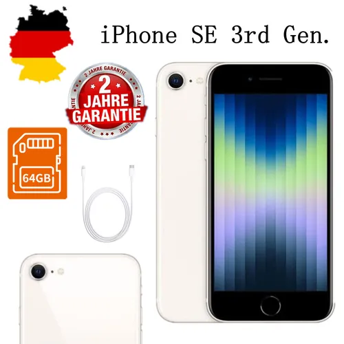Apple iPhone SE - 64 GB Smartphone in Weiß, A15 Bionic Chip, 5G und herausragende Fotofunktionen für atemberaubende Bilder und Videos