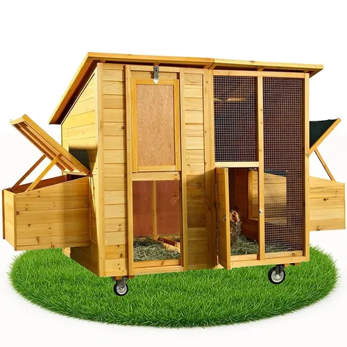 Mucola Hühnerstall 214 CM - Ideal für Hühner und Kaninchen - Outdoor-Stall aus robustem Holz, bietet Platz für Hühner und Hasen, inklusive einfacher Montageanleitung für schnellen Aufbau.
