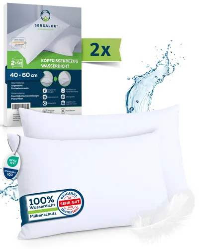 Sensalou Kissenbezug 2er Set Doppelpack wasserdicht - Kopfkissen Bezüge 40x60 cm