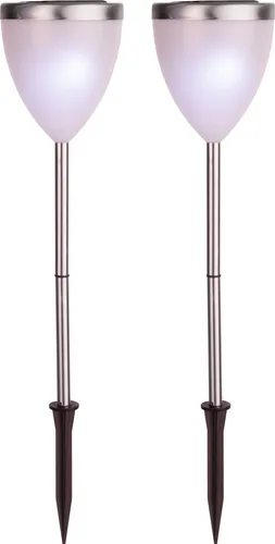 Best Season LED-Solar-Pathlights, 2er Set silber, ca. 34x10 cm 2x1 cool white LED, Solarpanel, incl.Akku.,outd., 477-35