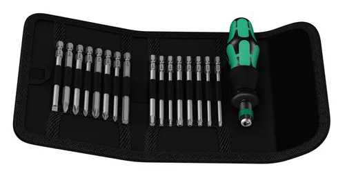 Wera Schraubendreher Kraftform Kompakt 60 - 17-teiliges Set mit Schnellwechselfutter Rapidaptor, vielseitig für Schlitz, Kreuz und Torx geeignet