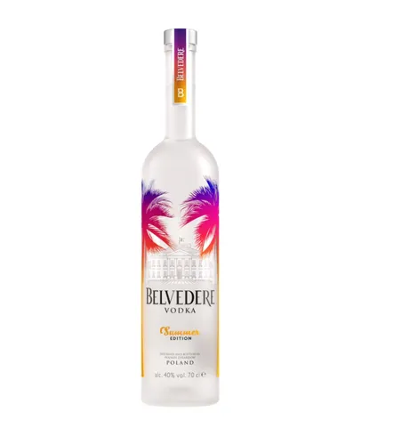 Belvedere Summer Edition - Vodka - Limitierte Sommeredition des polnischen Premium-Wodkas, ideal für erfrischende Cocktails und sommerliche Anlässe mit lebendigen Farben und Palmenmotiven.
