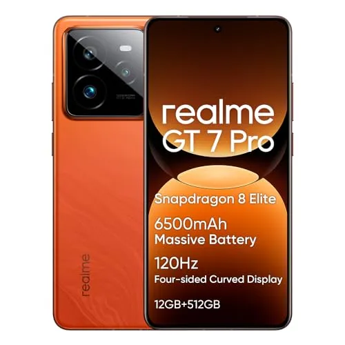 realme GT 7 Pro 5G Handy – Snapdragon 8 Elite, 12GB RAM, 512GB Speicher - Simlockfreies Handy mit 50MP AI Ultra-Clear Kamera und 6500mAh Akku, ideal für leistungsstarke Nutzung und schnelle Ladezeiten.