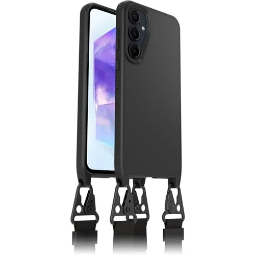OtterBox React Lanyard Hülle für Samsung Galaxy A55 5G, schützende Hülle mit Verstellbarer und Abnehmbarer Handykette, Getestet nach Militärstandard, Schwarz - Keine Einzelhandelsverpackung