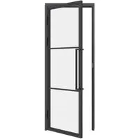inova Glastür Komplettset 709x1972mm DIN Links - Eingangstüren: Hochwertiges Glastür-Set mit Industrie-Style Griffstange, kratz- und stoßbeständig, inkl. einfacher Montage und wartungsfreien Kugellagern für ein reibungsloses Schließen.
