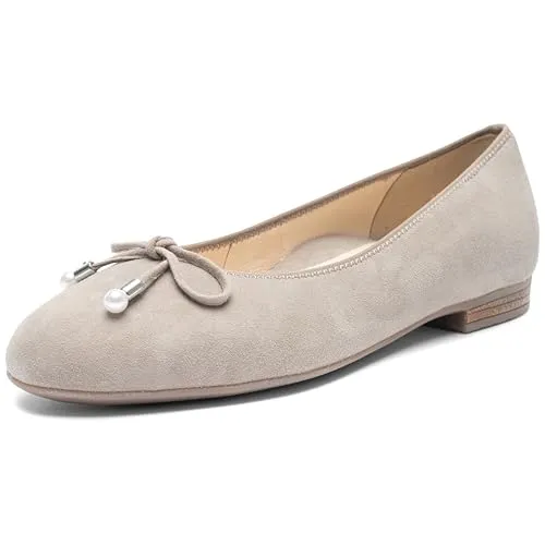 ARA Damen SARDINIA Ballerina in TAUPE, Größe 38.5 - Elegante Hausschuhe aus hochwertigem Leder, mit bequemer Passform und ohne Verschluss für ein einfaches An- und Ausziehen.