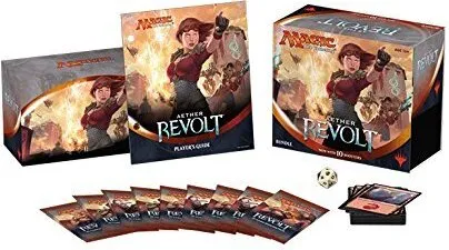 Aether Revolt Bundle für Magic the Gathering - Sammelkarten: Originalverpacktes Aether Revolt Bundle mit 10 Booster-Packs, 80 Basic Lands und einem speziellen Spindown Würfel für unvergessliche Spielmomente.