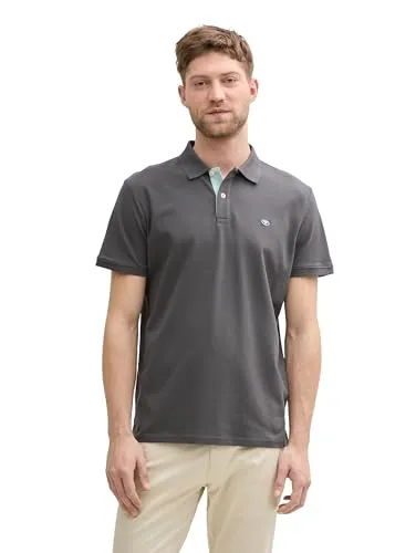 Tom Tailor Herren 1027713 Piqué Poloshirt aus Baumwolle, 10307 - Dark Shadow, M