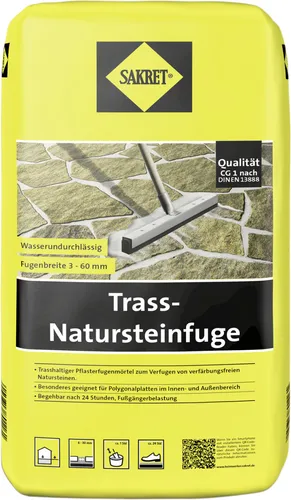 SAKRET Trass-Natursteinfuge 6 - 30 mm grau 5 kg - Fugenmörtel für Naturstein, ideal für flexible Fugen und hohe Witterungsbeständigkeit.