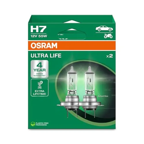 Osram ULTRA LIFE, H7, halogen headlight lamps, Hanging folding box (2 lamps)