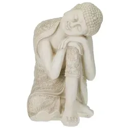 Buddha Figur cremeweiß - 61 cm Garten Dekofigur - Gartenfiguren & Verzierungen, stilvolle Buddha Statue aus Polyresin, ideal für Innen- und Außenbereich, pflegeleicht und im japanischen Stil.