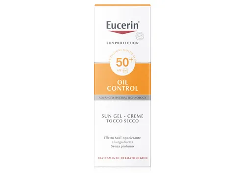 Eucerin Sun Oil Control Sonnengel-Creme SPF 50, 50ml - Sonnenschutz für fettige und akneanfällige Haut mit mattierendem Effekt, wasserfest und schweißresistent – ideal als Make-up-Grundlage.
