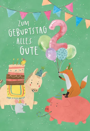 Skorpion Geburtstagskarten Geburtstagskarte - Zum Geburtstag alles Gute - 2 Jahre