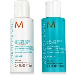 Moroccanoil Repair Set Shampoo & Conditioner 2x70ml - Pflegen Sie geschädigtes Haar mit dem Moroccanoil® Repair Reise-Set – bestehend aus pflegendem Shampoo und Conditioner in praktischen Reisegrößen. Ideal für die sanfte Reinigung und Regeneration von strapaziertem Haar.