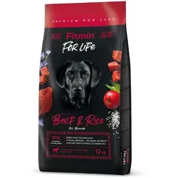 FITMIN For Life Beef Rice 12kg - Alleinfuttermittel für ausgewachsene Hunde, mit 5% Rabatt-Code FITMIN-5 erhältlich