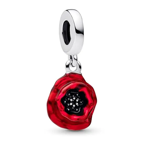 Pandora Charm-Anhänger Silber Rote Blume 793917C01 - Bead Charms für Damen, funkelnder Kristall in Rot als Blumenmotiv – ein perfektes Geschenk für jeden Anlass.