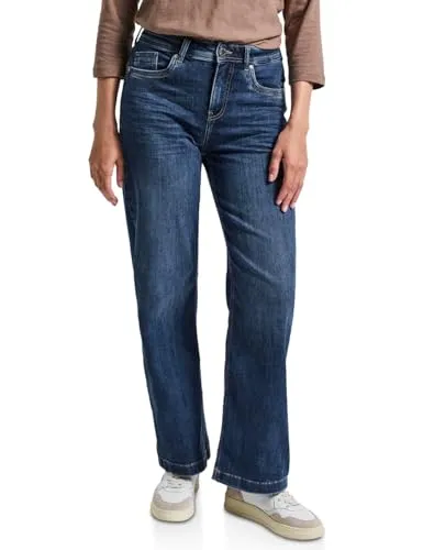 Street One Damen Wide Leg Jeans 3715695 - Stylische Wide Leg Jeans im Loose Fit mit High Waist und blauer Waschung, ideal für lässige Outfits. Perfekte Passform für Komfort und Trendbewusstsein.