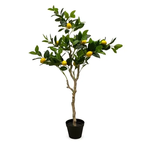 Spetebo Kunstbaum Zitrus Deko Baum mit 10 Früchten - Kunstbaum Zitrus, Höhe 118 cm, ideal für Innenräume und geschützte Außenbereiche, verleiht jedem Raum einen frischen, lebendigen Look.