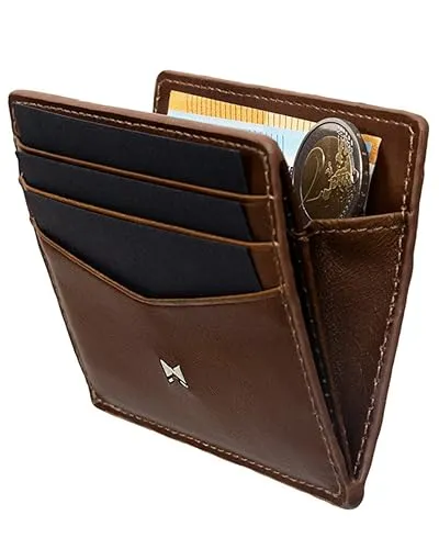Gentlemen’s Kartenetui – Premium Rindsleder mit RFID-Schutz - Herren-Geldbörsen mit patentiertem Slim Design, das Platz für Karten, Scheine, Münzen und Tracker bietet – stilvoll und sicher.