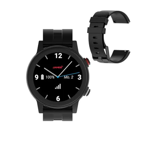 James R9 Notruf-Uhr (schwarz) mit GPS und Sturzerkennung - Innovative Notruf-Uhr mit GPS-Ortung und Sturzerkennung – ideal für Sicherheit und Unterstützung. Inkl. SIM-Karte für EU-weite Erreichbarkeit und 60 Tage gratis Nutzung.