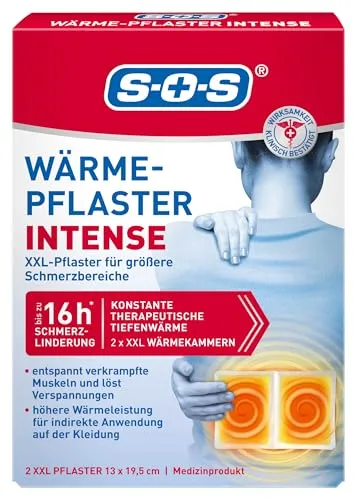 SOS Wärme-Pflaster INTENSE | extra starke XXL Wärmepflaster | löst verkrampfte Muskeln + Rücken Verspannungen | Rückenschmerzen 1x2 Wärme Pads