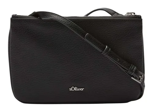s.Oliver Umhängetasche Crossbody Bag, Grey/Black - Umhängetasche aus strapazierfähigem Polyurethan, stufenlos verstellbarer Schulterriemen und stilvolles unifarbenes Design – ideal für den Alltag.