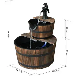 Outsunny Holz Springbrunnen für Garten und Terrasse - Wasserspiele: Kaskadenbrunnen aus massivem Tannenholz mit Vintage-Lasur für ländlichen Charme und entspannendes Plätschern im Freien oder Innenbereich.