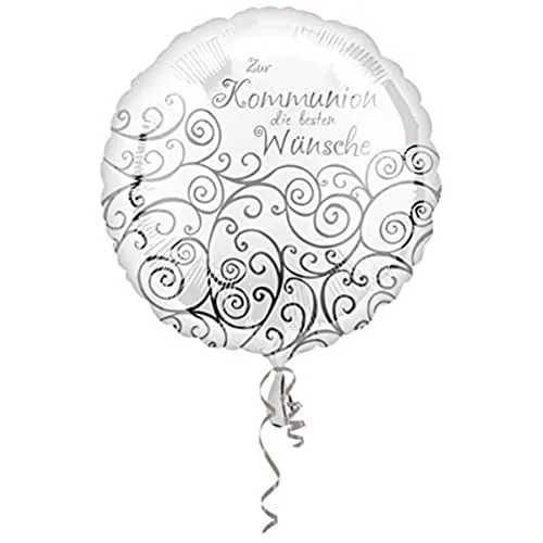 Amscan 3582501 - Folienballon Kommunion, ca. 43 cm, Glückwünsche, Geschenk, Dekoration, Ballon, Silber-weiß