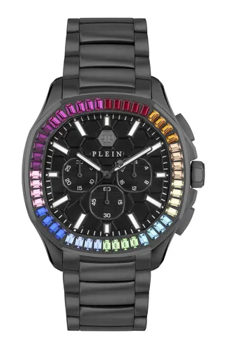 Philipp Plein Watch PWSAA0723 - Elegante Herrenarmbanduhr - Armbanduhren für Herren, 44 mm analoge Uhr mit leuchtenden Zeigern und Zahlen, schwarzem Edelstahlband, wasserdicht bis 5 bar und inklusive Präsentationsbox.